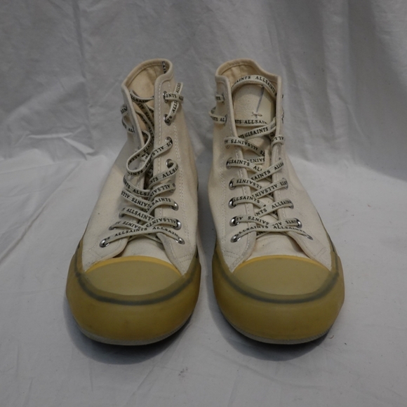 ALL SAINTS Cream Canvas Hightop Sneakers, size 41 - Picture 3 of 9